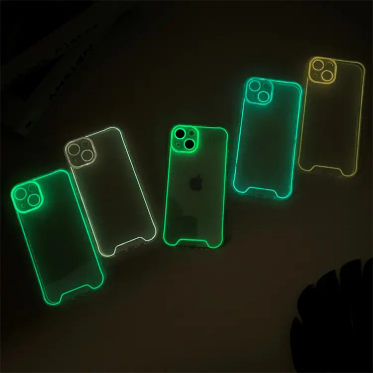 Mobile Phone And Accessory Shockproof Glow In The Dark Luminous Clear Phone Case Night Light Transparent Cover For iPhone 14