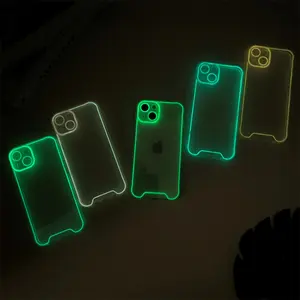 Téléphone portable et accessoire antichoc lueur dans le noir étui de téléphone Transparent lumineux veilleuse couverture transparente pour iPhone 14