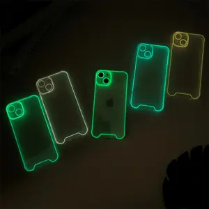 Mobile Phone And Accessory Shockproof Glow In The Dark Luminous Clear Phone Case Night Light Transparent Cover For IPhone 14