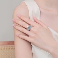 Cincin Wanita Lerca Hot Sale 2 Karat Oval Cut VVS Moissanite Bersertifikat GRA, Band Perak S925, Perhiasan Jari Wanita Modis
