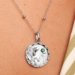 Collier Pendentif Zodiaque Personnalisé de Haute Qualité, Plaqué Or, avec Pierre de Naissance, en Laiton, Bijoux Tendance pour Femme - Product Image 5