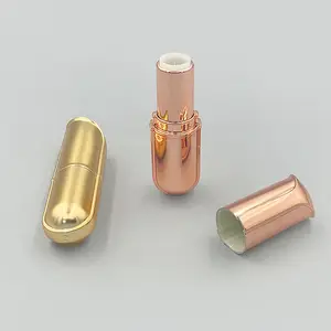 High Quality Plastic Lip Balm Container Packaging OEM ODM Logo Round Gold Empty Luxury Lipstick Tube