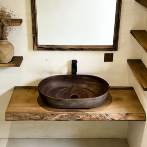 Modern Luxury Solid Wood & MDF <b>Wall</b>-Mounted Bathroom Vanity Cabinet with Ceramic Basin Smart <b>Mirror</b> Lacquer Finish Hospital Use - Product Image 3