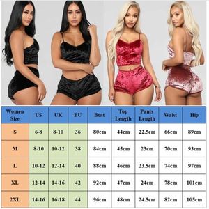 Conjunto de 2 Piezas de Ropa de Dormir de Terciopelo para Mujer, Conjunto de Pijama Sexy con Pantalones Cortos para Fiesta - Product Image 5