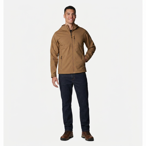 Wholesale Finer Threads Men's Autumn Hooded Waterproof Windproof Softshell <b>Jacket</b> Canvas Fabric Polyester Wadding Filling - Product Image 1