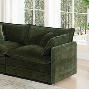 โซฟาผ้ากำมะหยี่สีเขียวสไตล์โมเดิร์นแบบ 1 ที่นั่ง ยี่ห้อ US Stock รุ่น Green Chenille Plush  พร้อมเก้าอี้พักผ่อนเดี่ยวหุ้มผ้า  เหมาะสำหรับห้องนั่งเล่น - Product Image 5