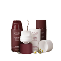 Flacon pompe sans air en PP blanc/noir personnalisé vide pour crème cosmétique 50g 80g 100g – Idéal pour soins de la peau, crème visage, masque facial