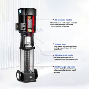 Bomba de Refuerzo Vertical Multietapa de 2hp, Máquina de Bombeo de Acero Inoxidable, Gran Potencia, 380V/220V, Uso Comercial, Alta Presión - Product Image 1