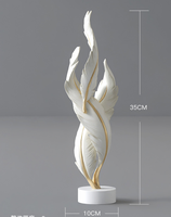Ornements en résine de luxe léger, style Art Déco, plumes peintes et électroplaquées, pour bureaux, étagères, cadeaux d'anniversaire et de pendaison de crémaillère