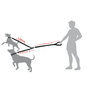 Correa retráctil doble para perros, <span class=keywords><strong>Collar</strong></span> de arnés ajustable para mascotas para dos perros para caminar o correr, accesorios de caza para mascotas - Product Image 6
