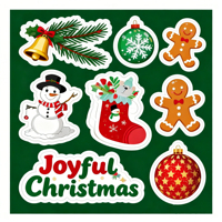 Autocollants de Noël en vinyle PVC imperméables à impression personnalisée, découpés, étiquettes sur le thème de Noël à faire soi-même pour coques de téléphone et bagages