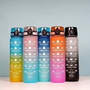 Taza de agua degradada de bebida directa de 1L con asas botella de agua deportiva de moda para estudiantes masculinos y femeninos conveniente para viajar - Product Image 1