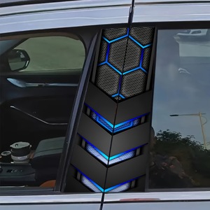 Calcomanías Personalizadas para Pilar B de Automóvil, Resistentes a los Arañazos, Impermeables, Autoadhesivas, Hexagonales, Azules, de PVC - Product Image 6