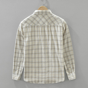 <span class=keywords><strong>Camicia</strong></span> a Quadri da Uomo a Maniche Lunghe Primaverile, Leggera, Traspirante, Ecologica, Facile da Pulire, Casual, in Puro Cotone, Vestibilità Comoda - Product Image 2