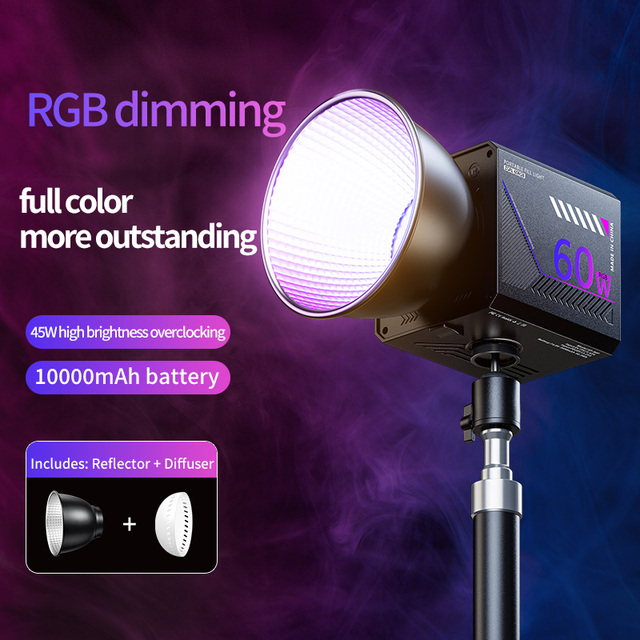 ZGRL60W RGB COB Led Light Professional Video Lighting Equipment Continuous Lighting COB 60w RGB High Quality Led Video Light