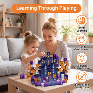 Lot de 200 blocs de construction magnétiques en gros – Thème Citadelle Vampire Halloween – Jouets pour parents et enfants de 3 à 5 ans – Usage commercial pour parcs à thème - Product Image 4