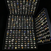 100 pièces de bagues en cristal, pierres précieuses naturelles variées : Améthyste, Citrine, Aigue-marine, bijoux charmants