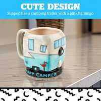 Mug en céramique Stoneware Happy Camper, grande capacité, mug sûr pour les amateurs de camping en plein air, cadeau pour les hommes, les femmes, maman, papa