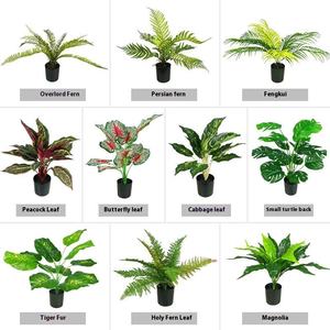 Vente en gros de petites fleurs artificielles vertes de bureau fraîches simulées, ornements de plantes en plastique pour bureau en pot - Product Image 2