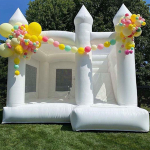 Château de saut gonflable de maison de rebond blanche extérieure commerciale en gros avec toboggan combiné pour mariage - Product Image 2