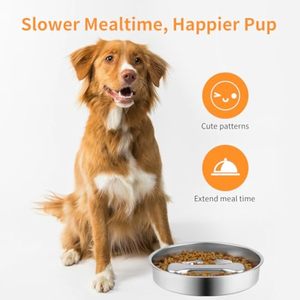 OKKPETS Mangeoire lente en acier inoxydable de qualité supérieure 2 tasses bol pour chien en métal plaque à lécher antidérapante Puzzle plat de labyrinthe pour chiot <span class=keywords><strong>chat</strong></span> - Product Image 5