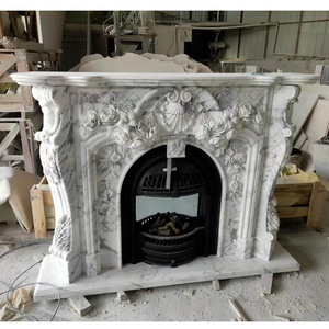 Chimenea de Mármol con Cabeza de León de Piedra Natural, Estilo Cultivado, Independiente, en Negro, <span class=keywords><strong>Blanco</strong></span> y Beige, con Encimera Eléctrica, Precio de Fábrica - Product Image 1