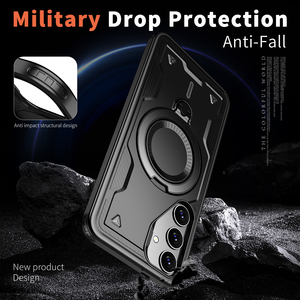 Support magnétique antichoc en métal avec anneau rotatif à 360° °   Étui de protection avec chargeur sans fil rotatif pour <span class=keywords><strong>Samsung</strong></span> S25 S24 S23 - Product Image 3