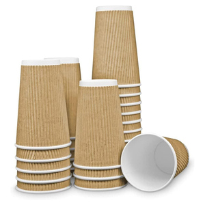 Custom Printed Biodegradable Ripple <b>Cup</b> 6/8/9/12 oz Double Wall Insulated Kraft Paper Lid <b>Disposable</b> for Tea/Coffee/Tequila/Wine - Product Image 2