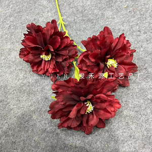 ดอกโบตั๋นประดิษฐ์สีขาว 3 หัว สำหรับตกแต่งบ้านและงานแต่งงาน - Product Image 2