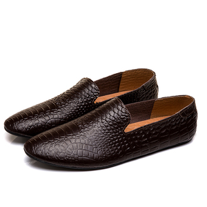 Mocassins en cuir véritable pour homme, embossés, à bout fermé, taille 37-44, à enfiler, collection automne - Product Image 4
