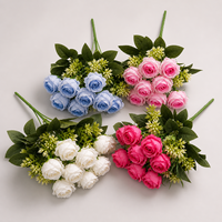 YM 10 Köpfe Künstliche Rosenblumen-Bouquet Seidenrosen mit Echtgefühl für Hochzeit, Heimdekoration, Großhandel, Büro und Zuhause