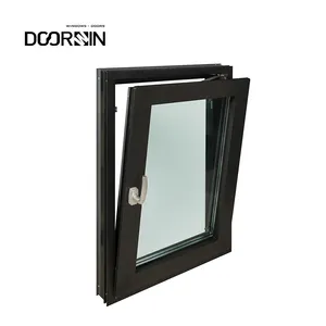 Top Quality Casement Window Black Hurricane Impact Tempered Energy Efficient Triple Pane Windows Tilt And Turn