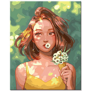 Kit de pintura por números al óleo diy para niñas y flores, pintura por números, arte, digital, voido - Product Image 1