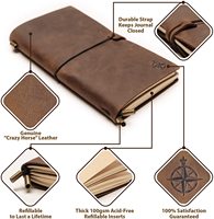 Carnet de notes A5 en cuir véritable fait main, rechargeable, pour entreprise, avec logo personnalisé, vente en gros