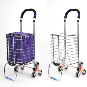 JieLai Escalier pliant Escalier chariots d'épicerie sur <span class=keywords><strong>6</strong></span> <span class=keywords><strong>roues</strong></span> Chariot portable <span class=keywords><strong>à</strong></span> double usage - Product Image 1