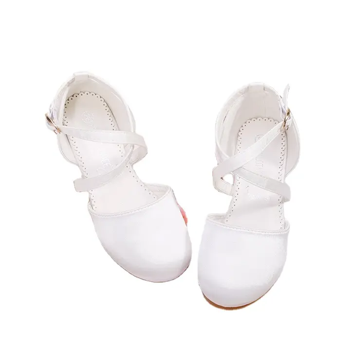 Venta al por mayor Boutique de calidad zapatos para niños pequeños niños niñas Zapatos de vestir flor Niña Zapatos de boda calzado Formal blanco OEM