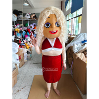 Costume de mascotte unisexe sexy à cheveux bouclés personnalisable de haute qualité Shengchi, certifié CE, impression numérique, pour adultes, usage commercial