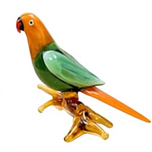 Nuevo adorno artesanal de cristal de Murano soplado a mano, estilo Art Deco, con diseño de loro, para decoración del hogar en Diwali y bodas. - Product Image 1