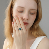 Bague de mariage personnalisée élégante et sophistiquée inspirée de la forêt, en agate mousse verte naturelle, pour femme, à porter au quotidien