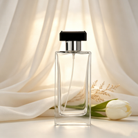 Flacons de parfum en verre transparent rectangulaires de luxe de haute qualité 100 ml 80 ml avec couvercle pour emballage de parfum, boîte cadeau