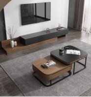 Meuble TV Moderne de Luxe en Noyer, Console Multimédia Rétractable Minimaliste pour Salon, Hôtel et Maison - Vente en Gros