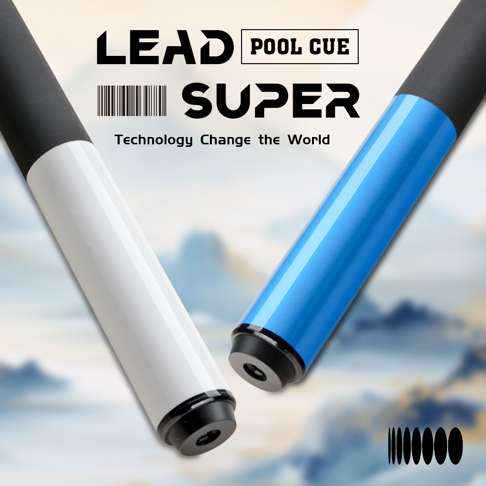leadsuper ビリヤードキュー ホワイト/ブラック LEADSUPER 12.5mm ブラックカーボンファイバー 9ボールキュー