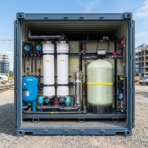 Machinerie mobile de traitement d'<span class=keywords><strong>eau</strong></span> par osmose inverse avec moteur PLC pour terminaux de croisière 3000L/heure, connexion à l'alimentation terrestre, interface bilingue - Product Image 3