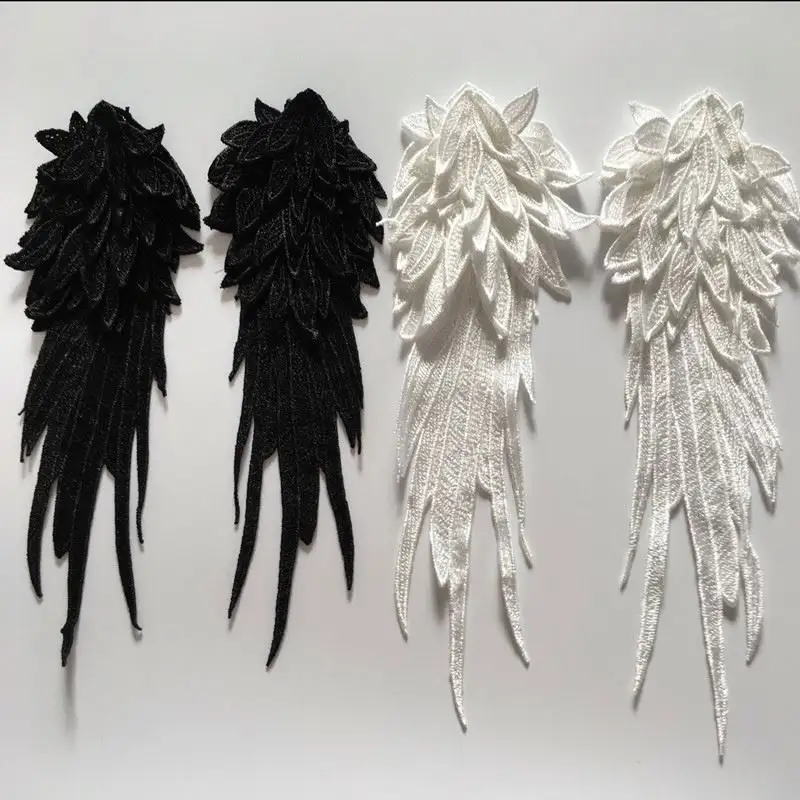 DIY berlian imitasi manik-manik payet renda bordir applique kain perca bordir pakaian 3D sayap malaikat untuk menunjukkan