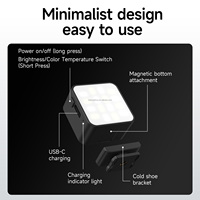 LKTOP Lampe d'appoint pour caméra d'action, rechargeable, portable, magnétique, à intensité variable, alimentation USB, pour diffusion en direct