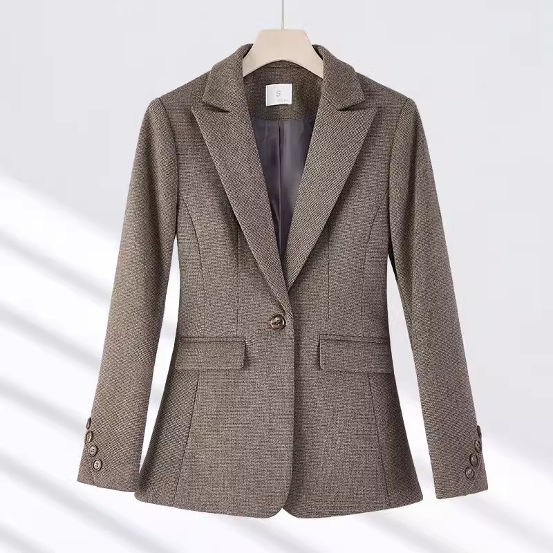 brown suit