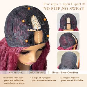 Peluca Afro Rizada Sintética Futura de Alta Calidad para Mujeres Negras, 20 Pulgadas, con Parte en U y Forma de V, Sin Pegamento, Peluca <span class=keywords><strong>Media</strong></span> con Clip en V - Product Image 6