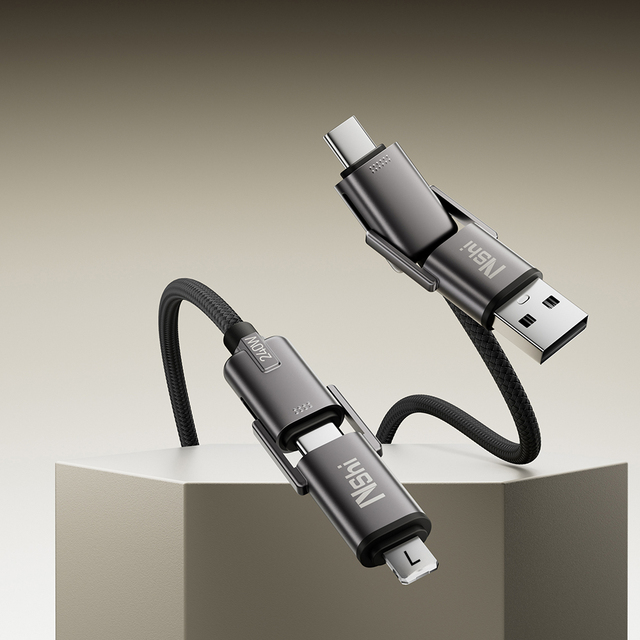 Hot Sale Fashion 240W PD Fast Charging 4-in-1 Type-C Cable for iPhone & Android Pure Copper Conductor Braided Shielding