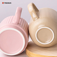 Nordischer Stil Makronen-Bonbonfarben Niedliche Latte Cappuccino Kakao Steinzeug Keramik 11 oz Blei- und Cadmiumfreie Spülmaschinen- und Mikrowellenfeste Tassen