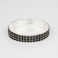 Parlak Gümüş Kaplama 3mm Bling Rhinestone Elastik Bileklik Çok Renkli Esnek Kristal Tenis Bilekliği Kadınlar İçin